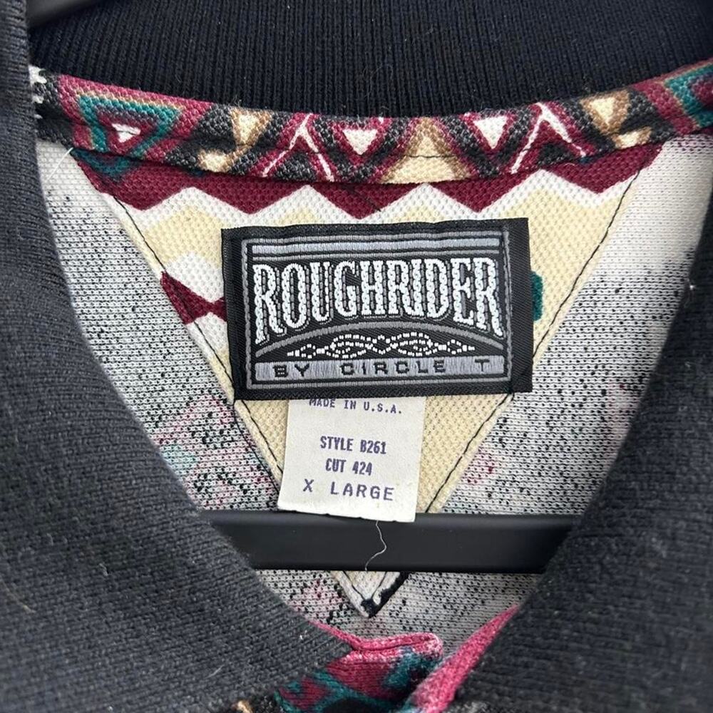 VTG 90s Rough Rider Aztec Style Polo Shirt - Picture 2 of 5